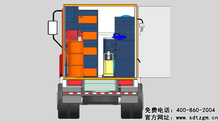 山東田中卡車養(yǎng)護搶修服務車后部視圖